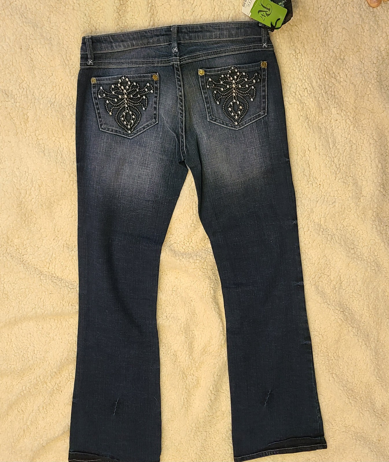 WRANGLER ROCK 47 JEANS Embellished Pockets Ultra-Low-Rise 7 x 34 WHX83MQ