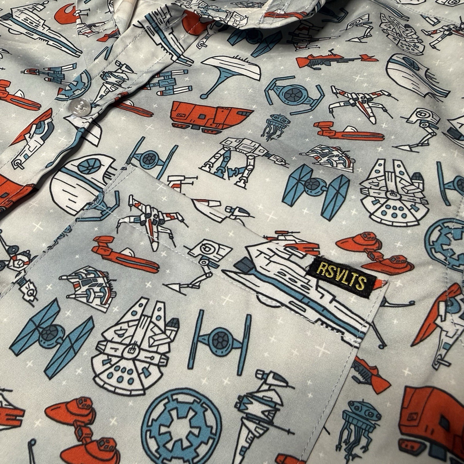 Star Wars RSVLTS Cartoon Ships SDCC 2025 Exclusive Button Up Size XS
