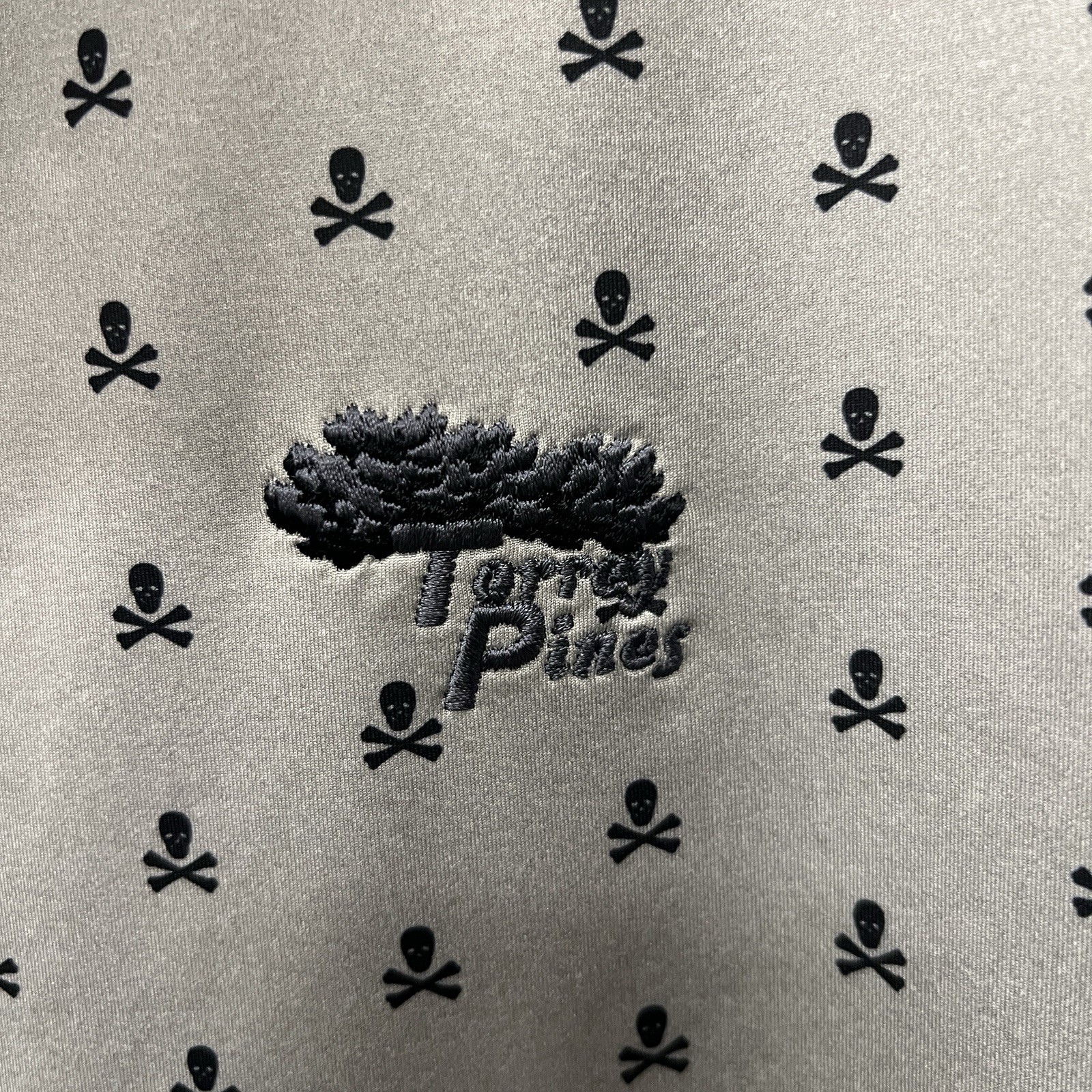 Peter Millar x Torrey Pines Summer Comfort Skulls Geo Polo Shirt Men’s M Gray