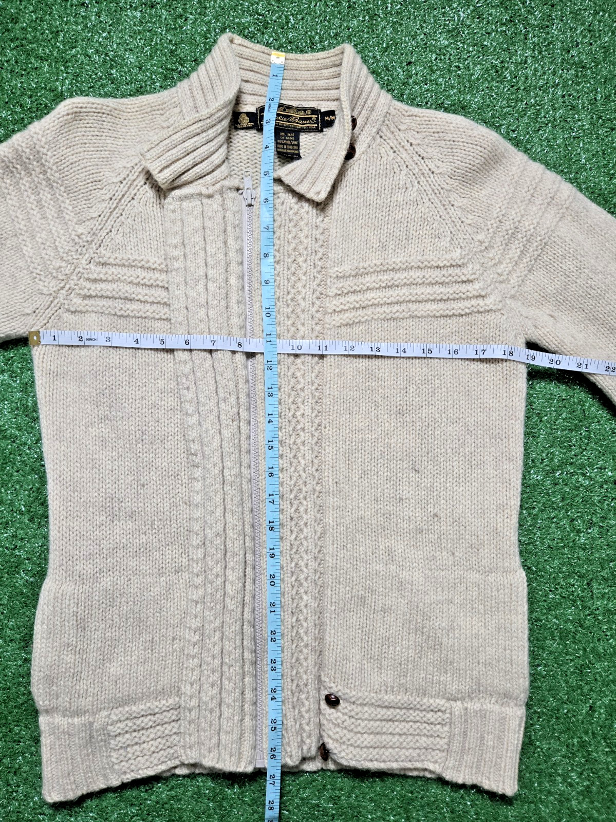 Eddie Bauer Vintage 100% Wool Cardigan Sweater – Beige – Women’s Medium