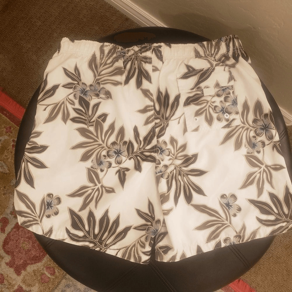 MERONA Men’s XL ( 38-42″) White/Moss Floral Brief Lined Trunks