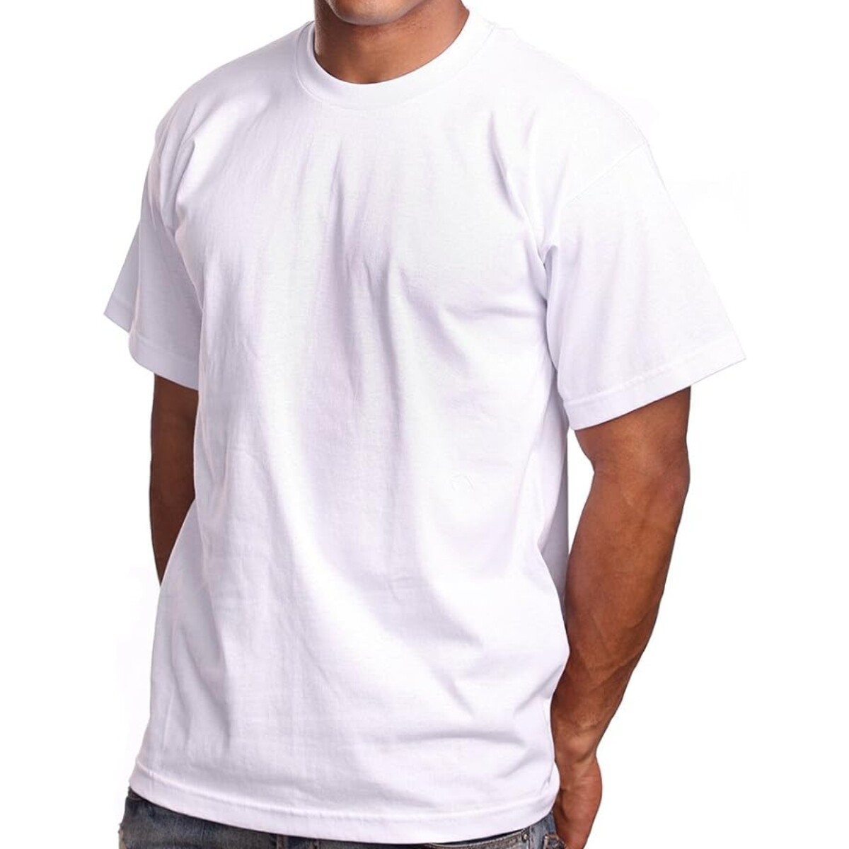 WHITE Pro5 Heavy Duty Crew Neck Men’s T Shirt Short Sleeve 100% Cotton M-XXL