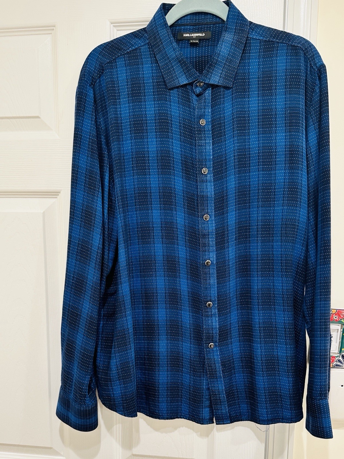 Karl Lagerfeld Paris Men’s XL Eiffel Tower All-Over Print Button-Down Shirt, XL