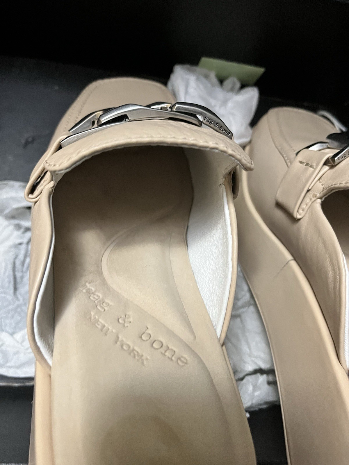 Rag And Bone Leather platform mules with silver chain link
