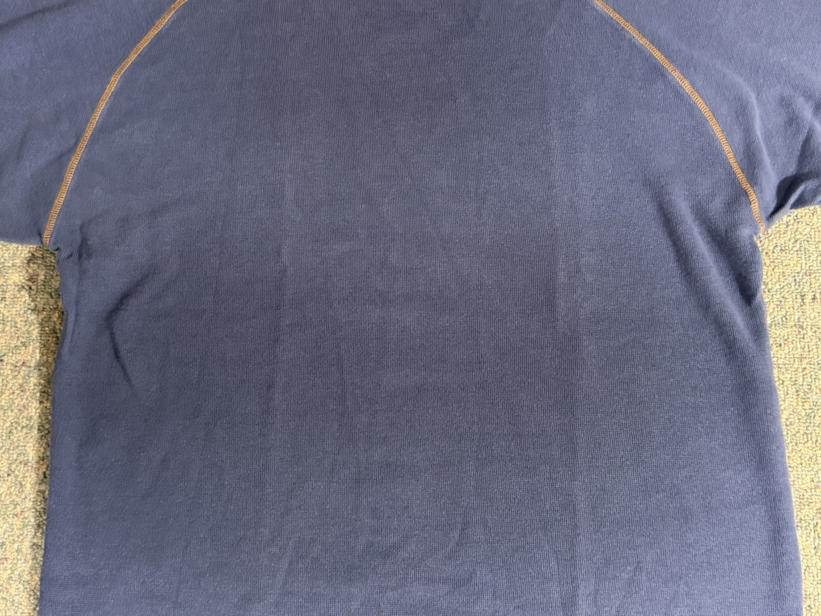 Vintage 90s Alf Kuhl Waffle Knit T Shirt Mens L Blue Jacquard Embroidered Collar
