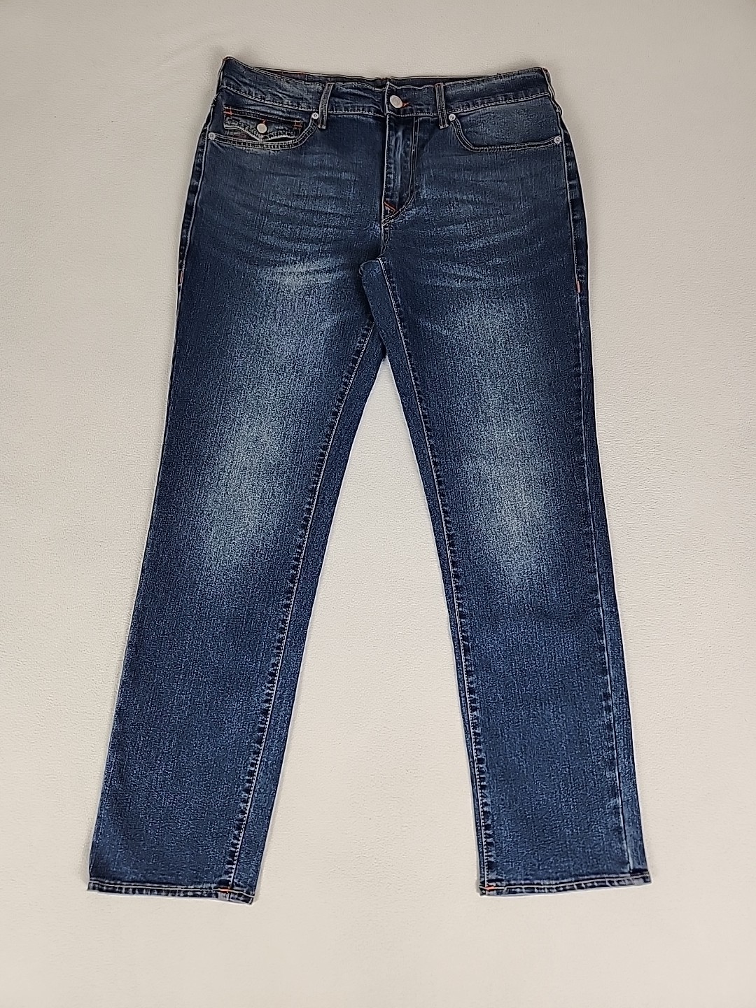 True Religion Geno Relaxed Slim Straight Leg Denim Jeans 33X32 Men’s Blue Flap