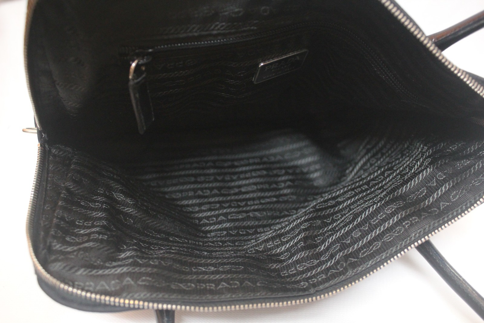PRADA Milano Black Neoprene Hand Bag Shoulder Tote Bag Padlock System Italy