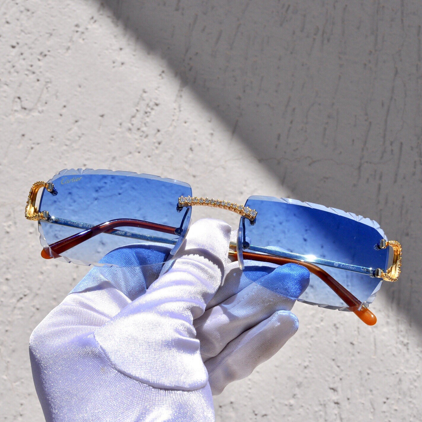 Cartier rimless Custom Diamond💎sunglasses glasses BIG C decor Piccadilly Frame
