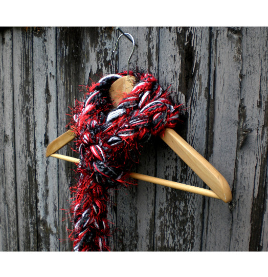 Braided Lariat Scarf – Colors: Red, Black, Charcoal, Silver, White