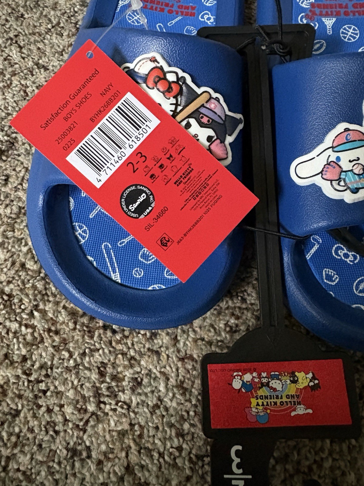 Sanrio Hello Kitty and Friends Blue Slide Sandals, Unisex Kids US 2-3