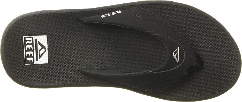 Man Reef Fanning Arch Support Flip Flop Sandal RF2026 Black Silver Brand New