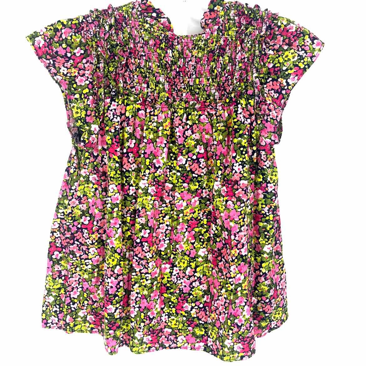 Size LARGE CROWN & IVY Navy Multi-Color Floral Casual Top