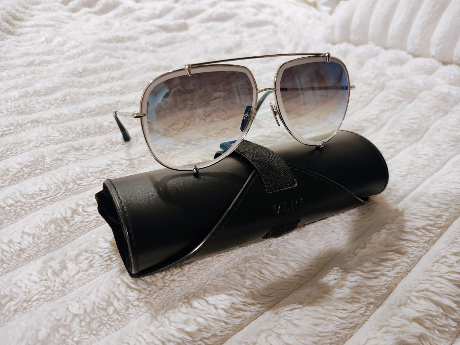 DITA TALON 23007-E-SLV-62 AVIATOR SUNGLASSES SILVER FRAME BLUE GRADIENT LENSES