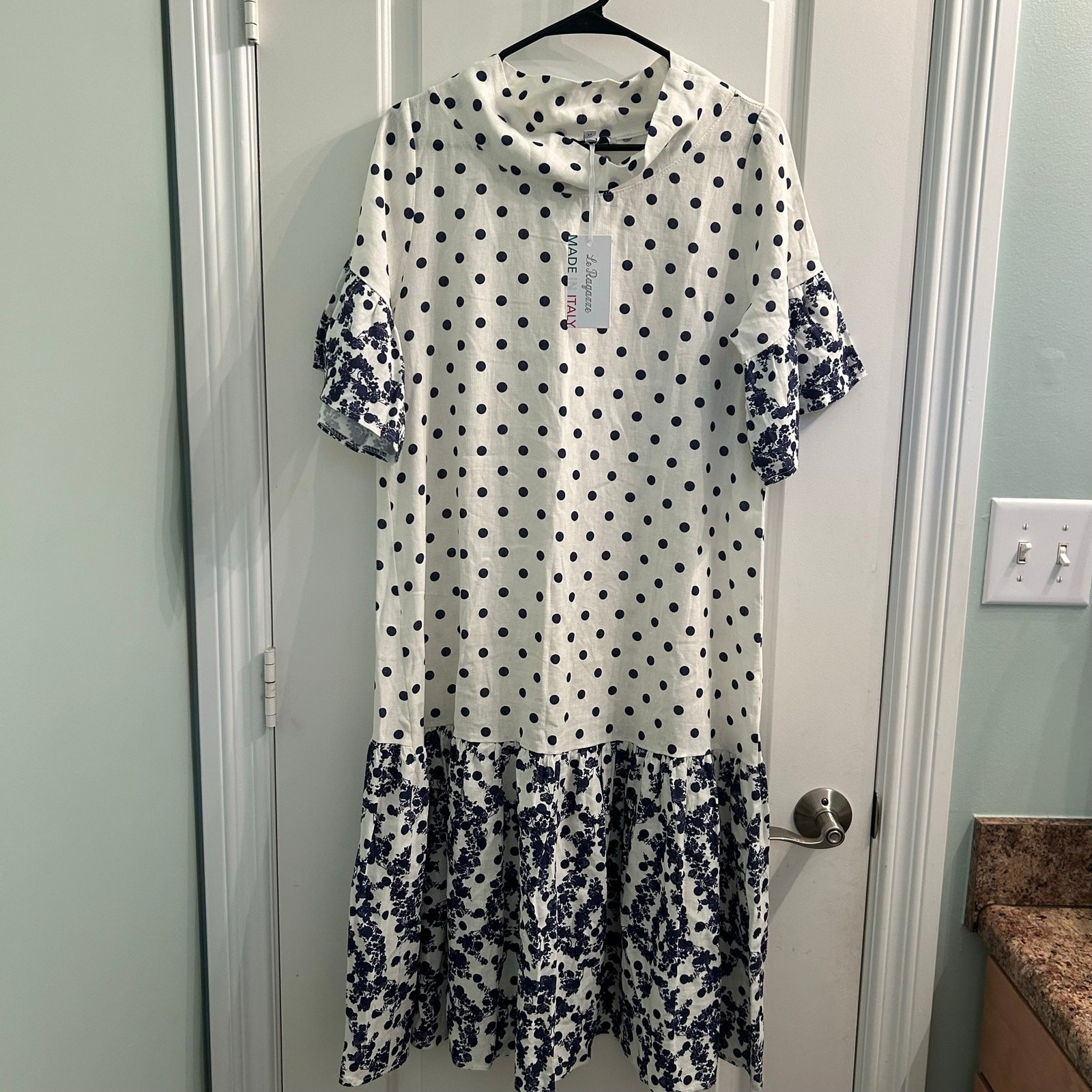 Le Ragazze Italian Linen Blend Polka Dot Dress – size M