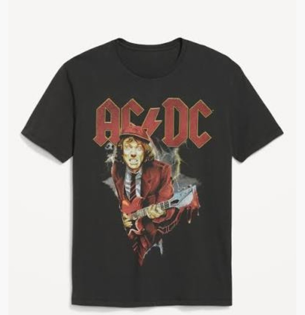 New AC DC ACDC Angus Young Men’s Small Rock n Roll Soft Black Tee Shirt