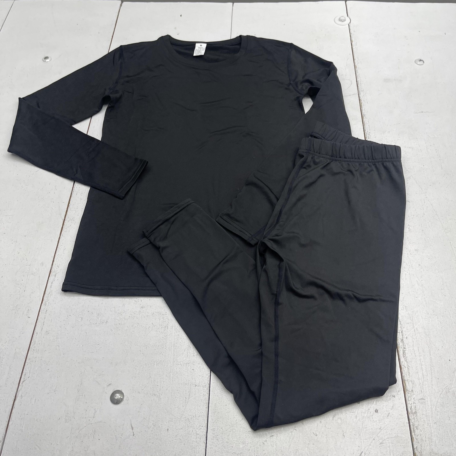 Thermal Long Johns Underwear Set Mens Medium Black Microfiber 2 Piece Base Layer