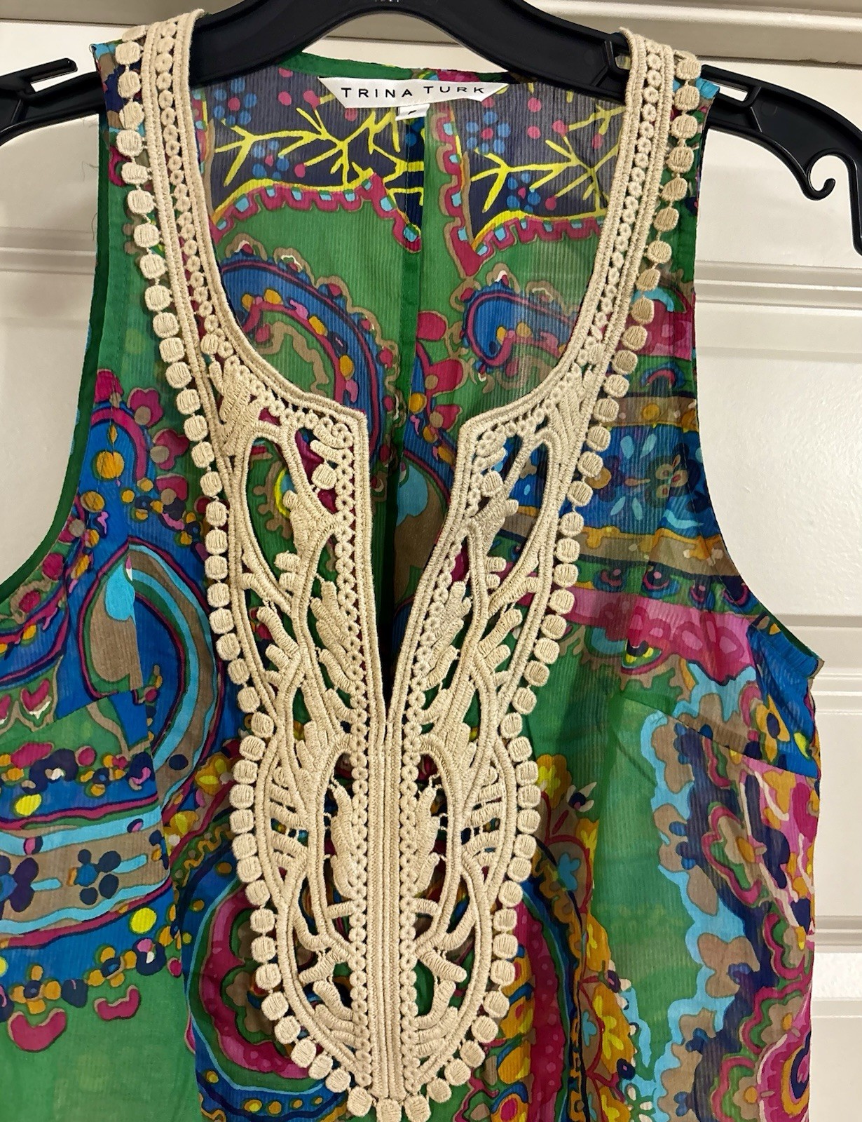 Trina Turk Silk Cotton Boho Old Money Quiet Luxury Resortcore Mob Wife Size 0