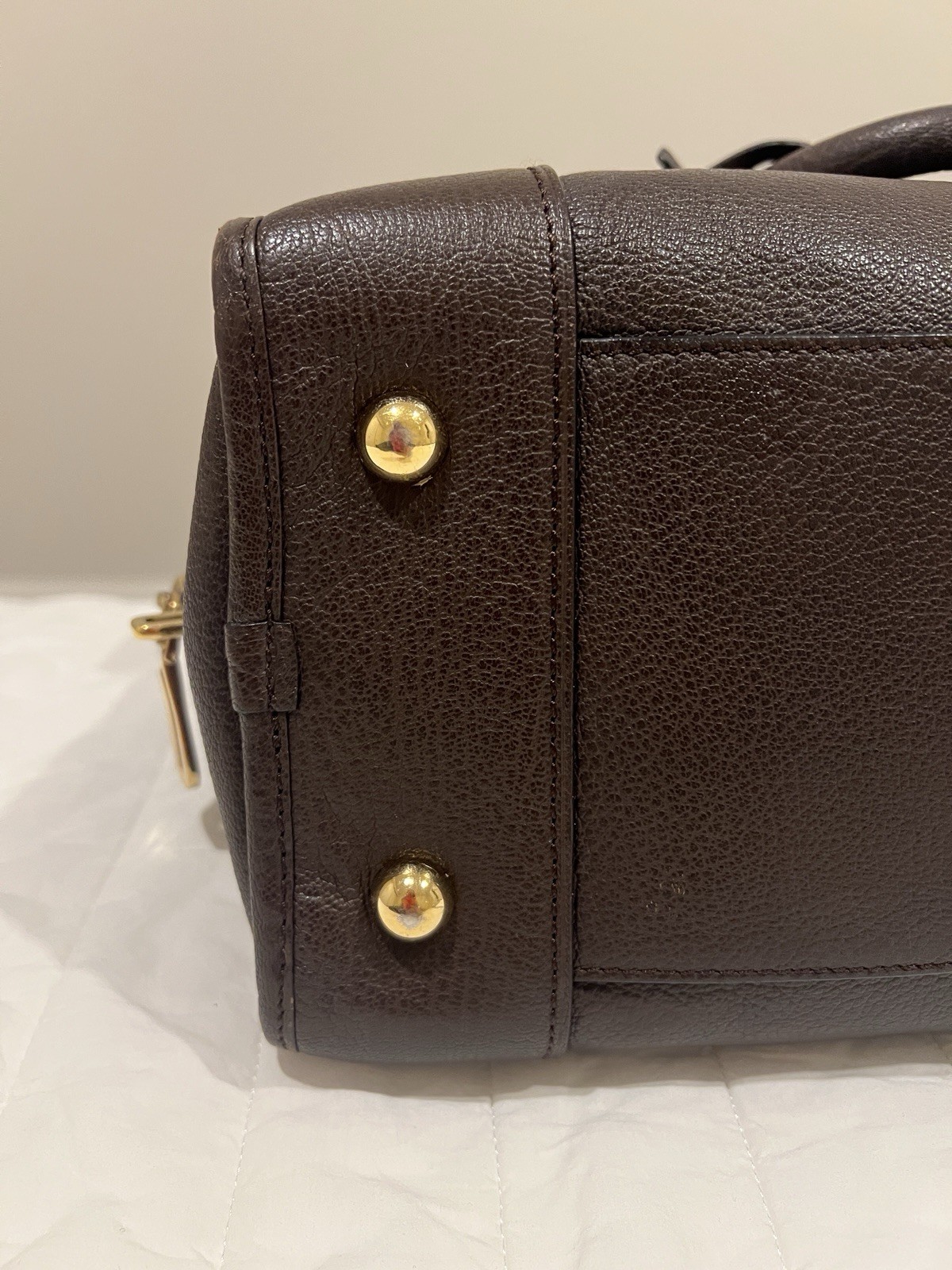LOEWE Amazona 36 Anagram Leather Handbag Bronze Tote Boston bag Used
