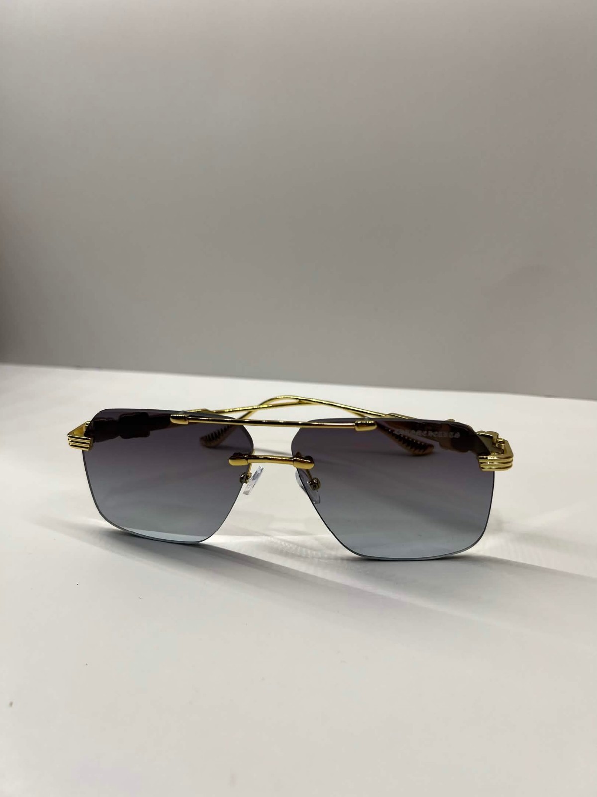 Chrome Hearts Style Sunglasses Gradient Borderless Luxury Gold Frame