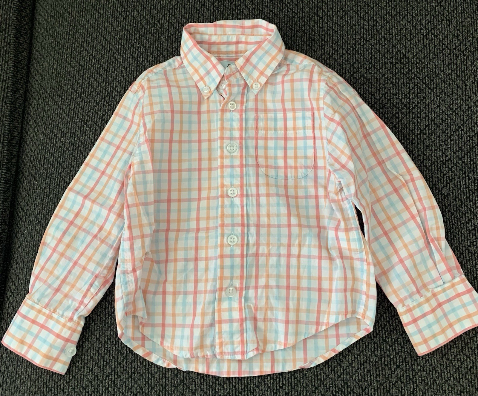 Class Club Boys’ Pink/Blue/Orange Striped Long Sleeve Button-up Shirt Size 2/3T