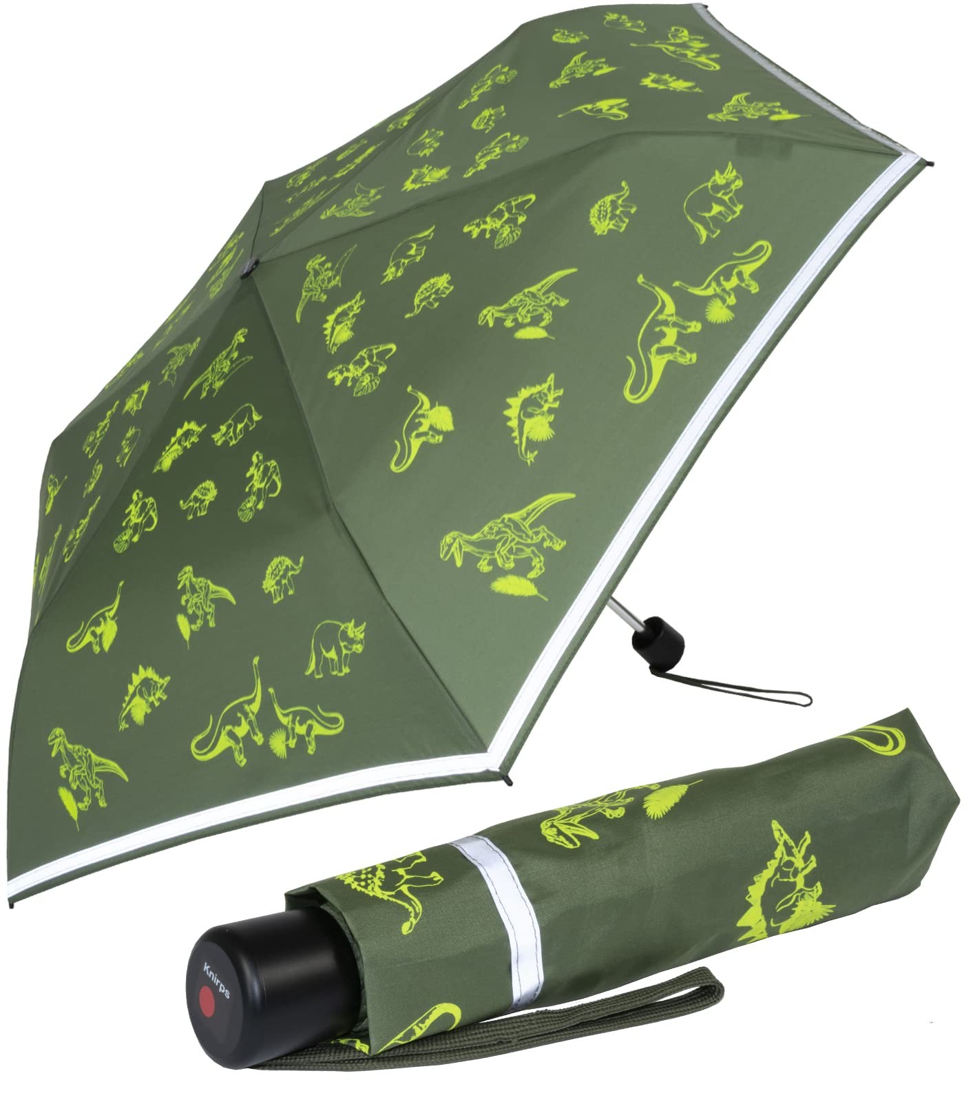 Children’s pocket umbrella 4 kids reflective with reflective trim dinos fluorescent