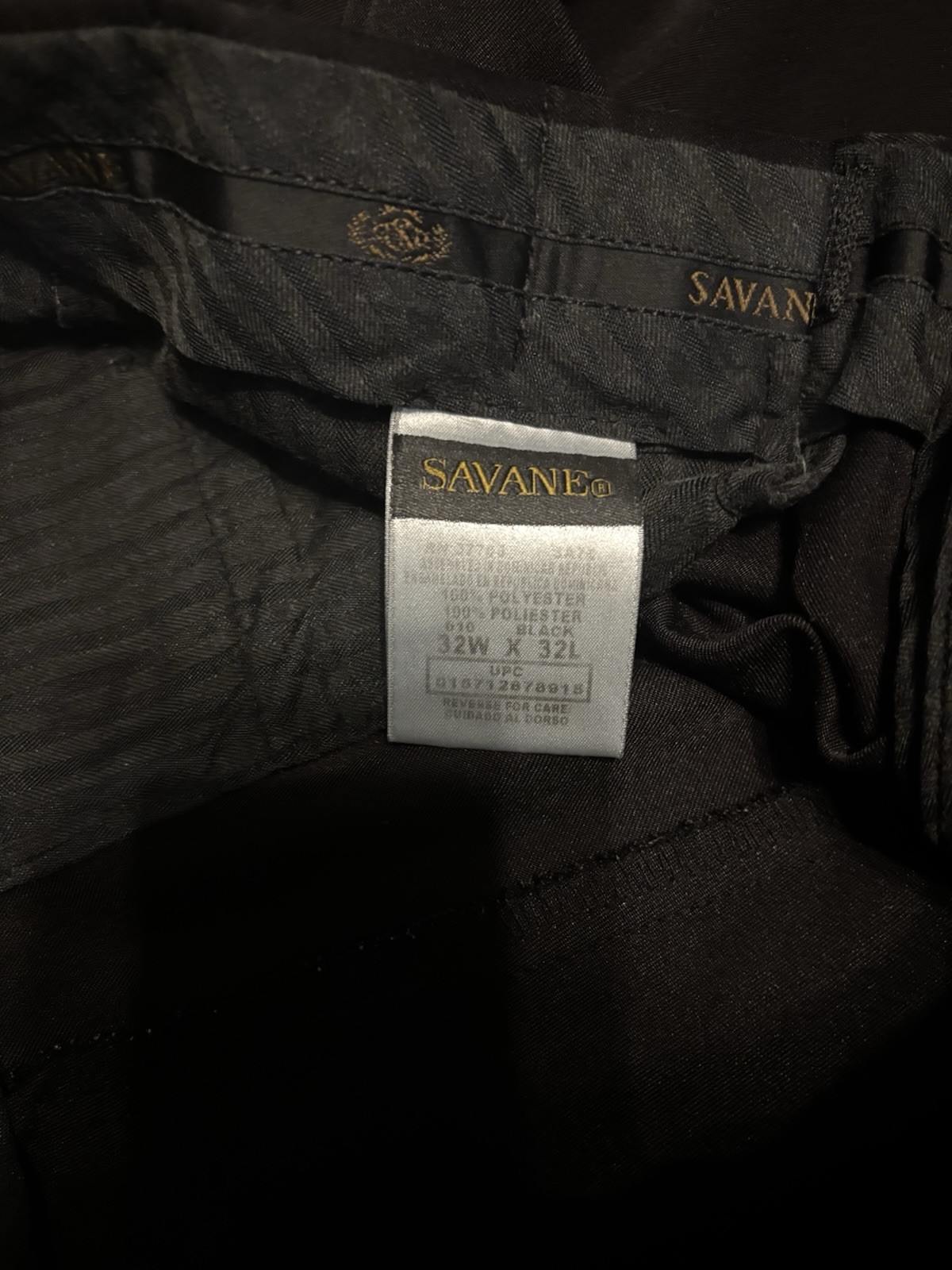 Savane Comfort Plus Men’s Black Pleated Dress Pants Classic Fit 32W x 32L