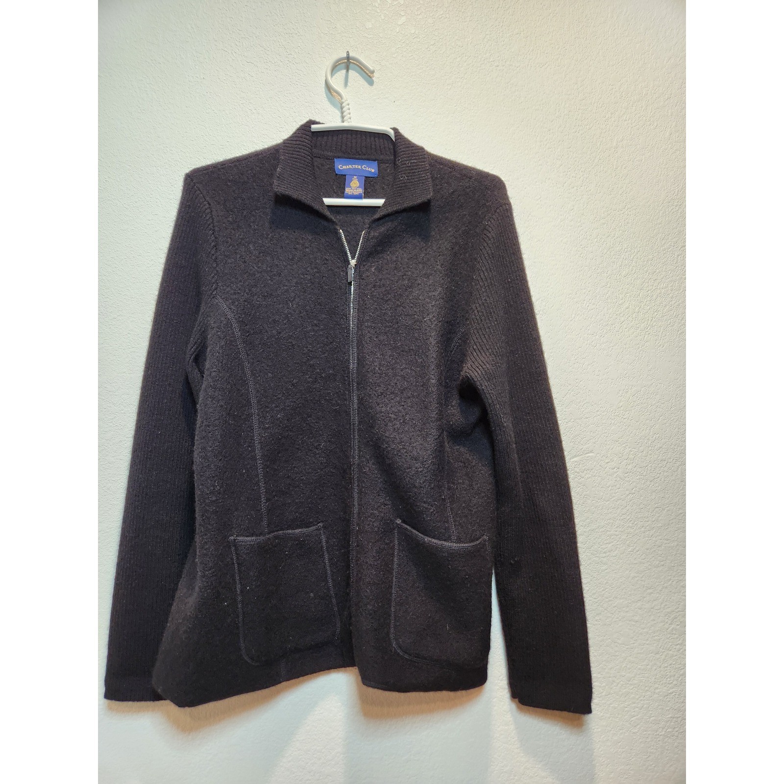 Charter Club 100% Wool Zip Sweater Jacket Womens Medium Woolmark Australia