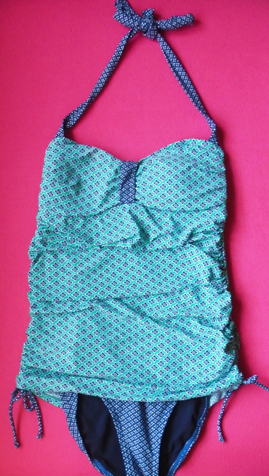 Next Geo Floral Tile Tank Suit Swimsuit blue green printed Size 8 New Tags BNWT