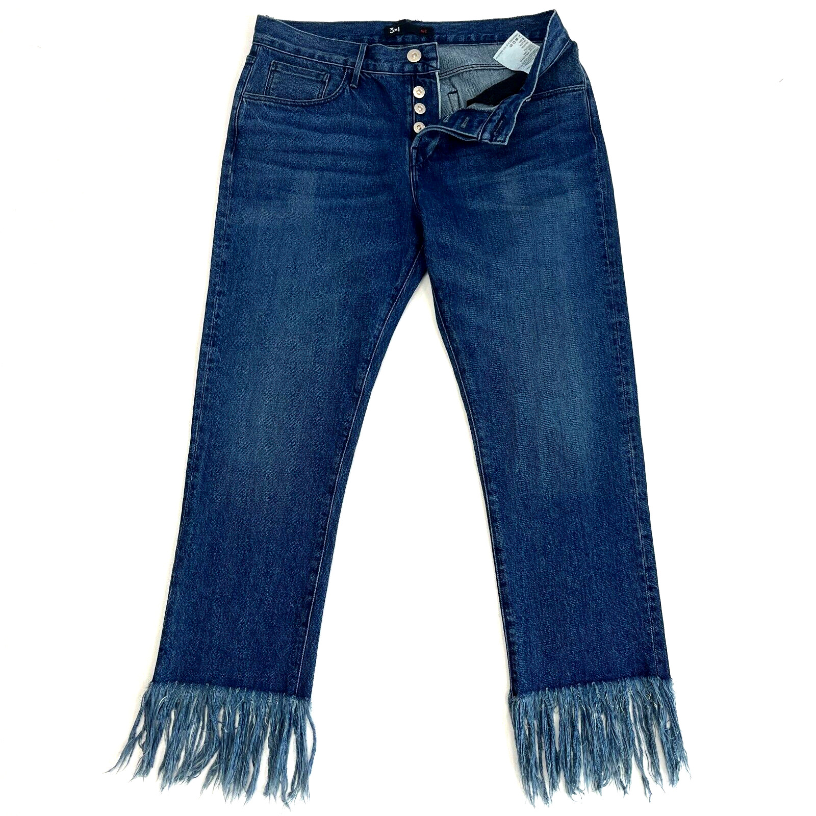 3×1 NYC Original Fringe Hem Lima Straight Denim Crop Selvedge Jeans 29 USA