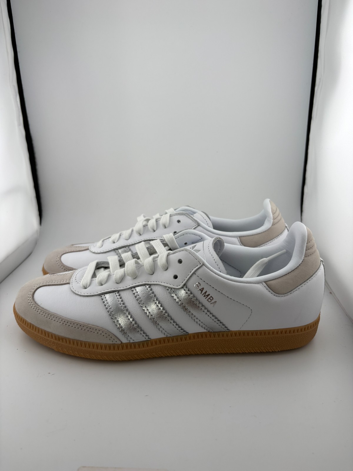 WORN adidas Samba OG White Silver Metallic Grey JI2725 Size 8W NO BOX