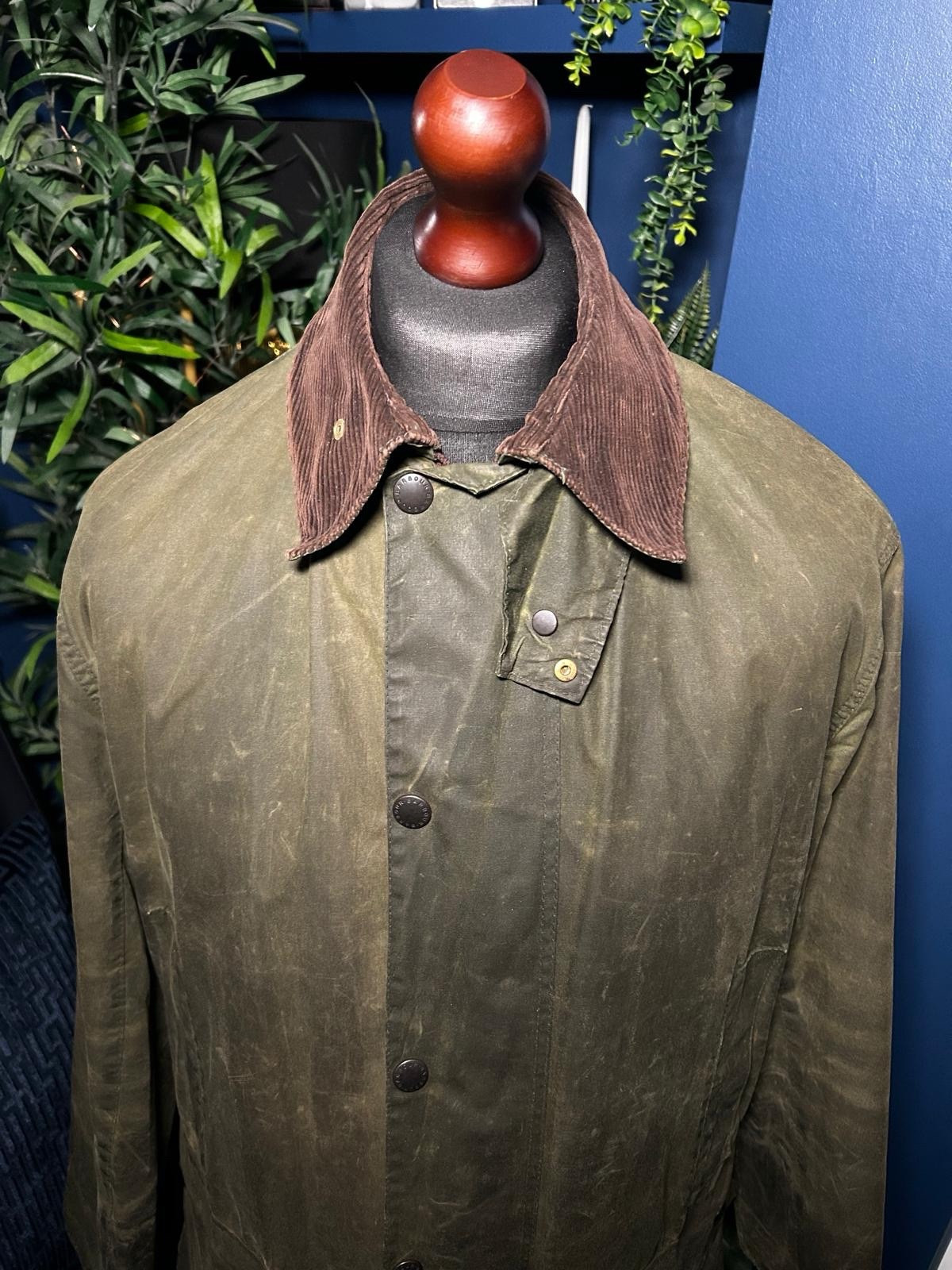 Vintage 1988 Barbour Border A200 C36 Wax Jacket Coat Green Mens Small Medium 96