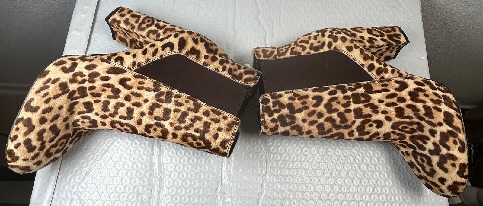 Sam Edelman Case Leopard Calf Hair Ankle Boots Chelsea Block Heel Women’s Size