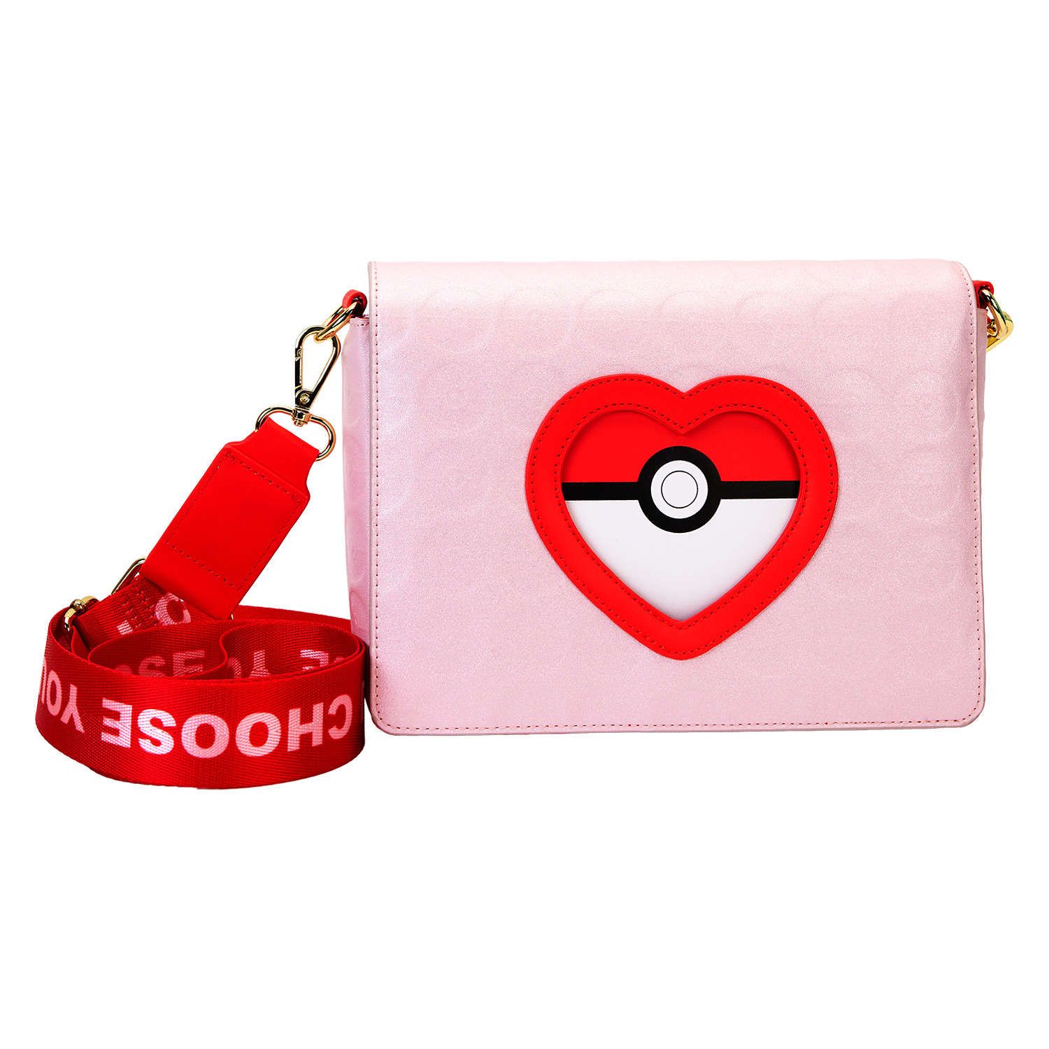 NEW Pokemon Loungefly Crossbody Bag Pink Red I Choose You Hearts Poke Ball White