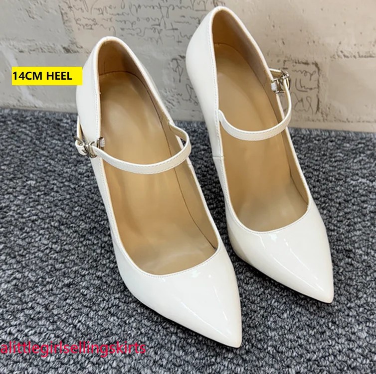 16/14cm High Heels Women Pumps Patent Leather Cosplay Pointed Toe Shoes