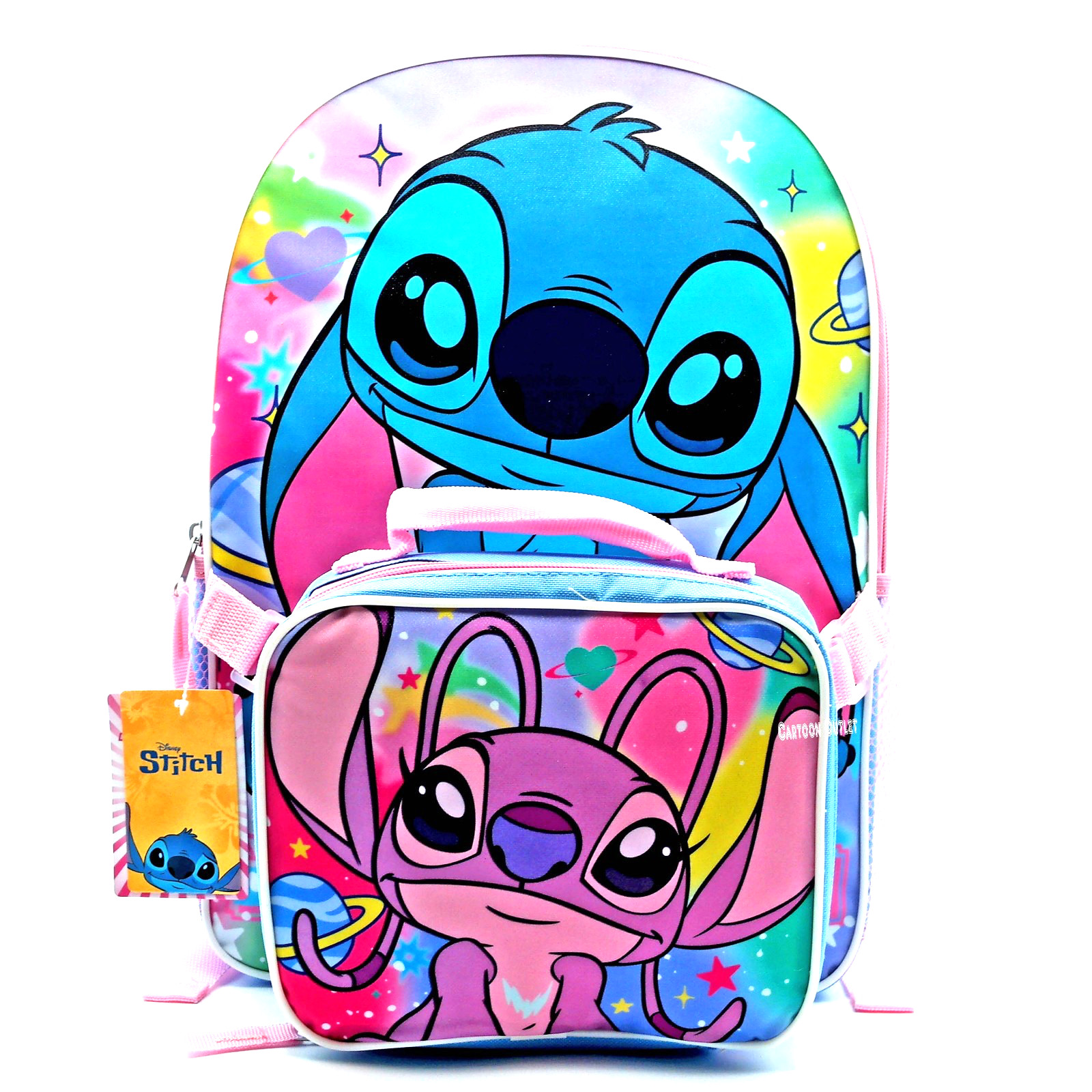 Disney Lilo & Stitch Angel w/Lunch Bag Backpack Set 16″ School Book Bag New