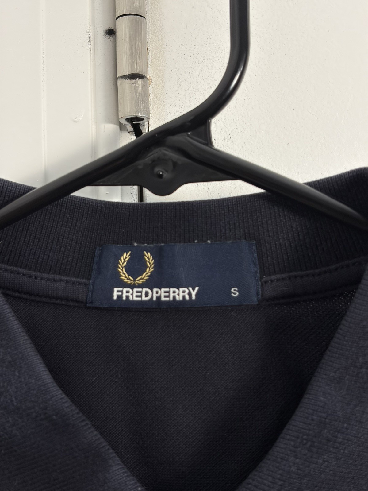 Fred Perry Polo shirt M3600 Dark Navy with Bright Orange tipping Men Size Small