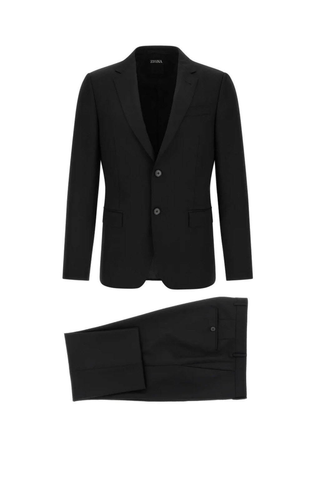 Zegna Drop 7 Regular Fit Black Wool-Mohair 2-PC Suit IT52 Made In Italy