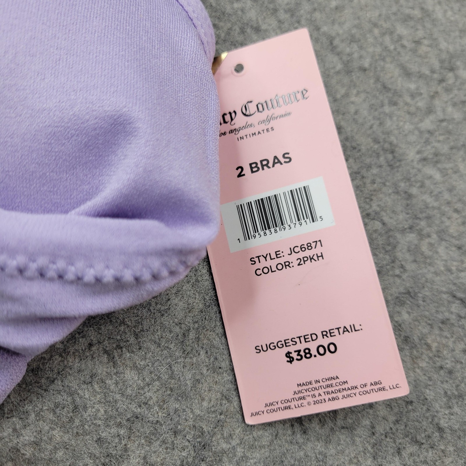 Juicy Couture Bra Set Womens Medium Multicolor Logo Bralette Rhinestone 2 Pack
