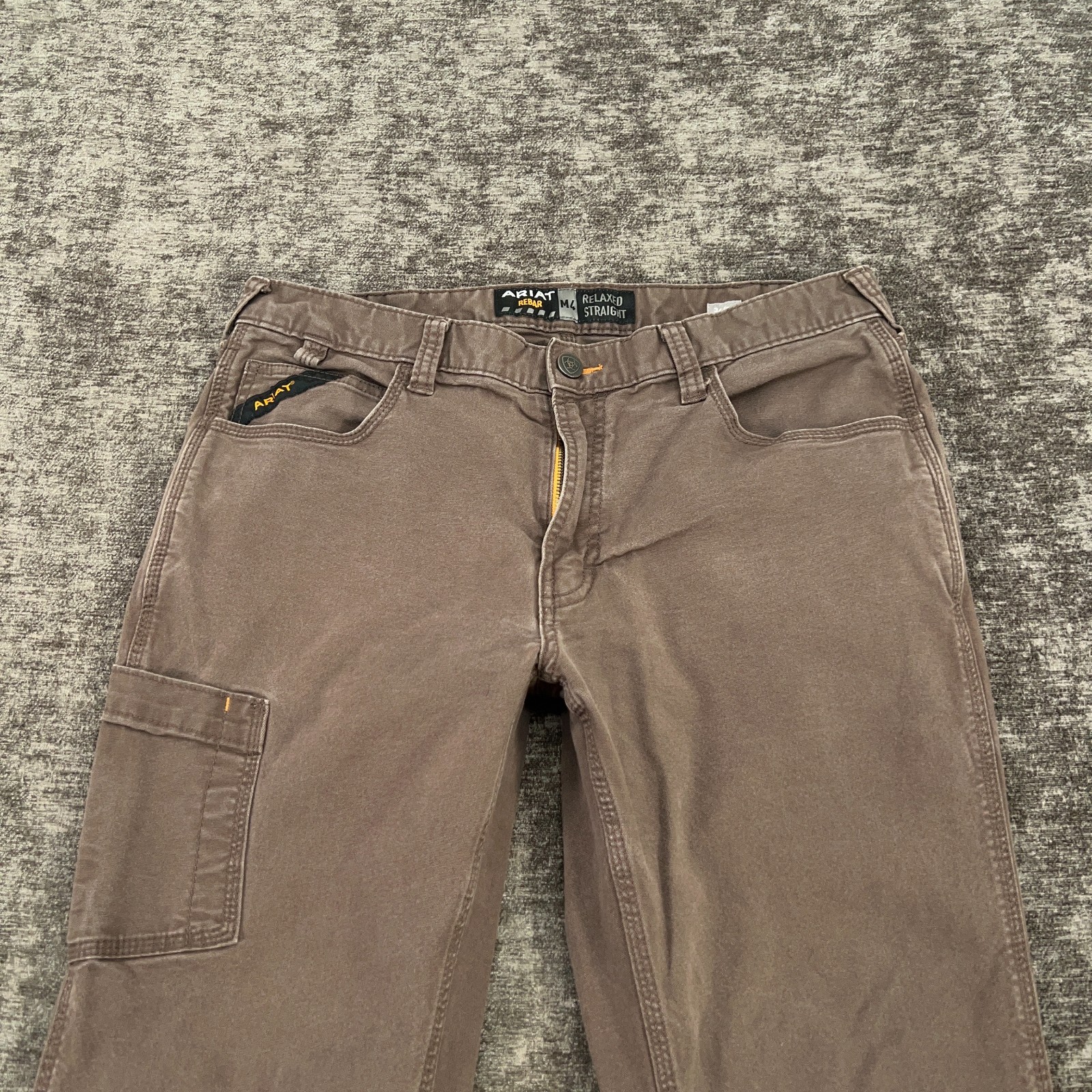 Ariat Rebar M4 Pants Men 32×30 Brown Canvas Relaxed Straight Stretch Tag:34