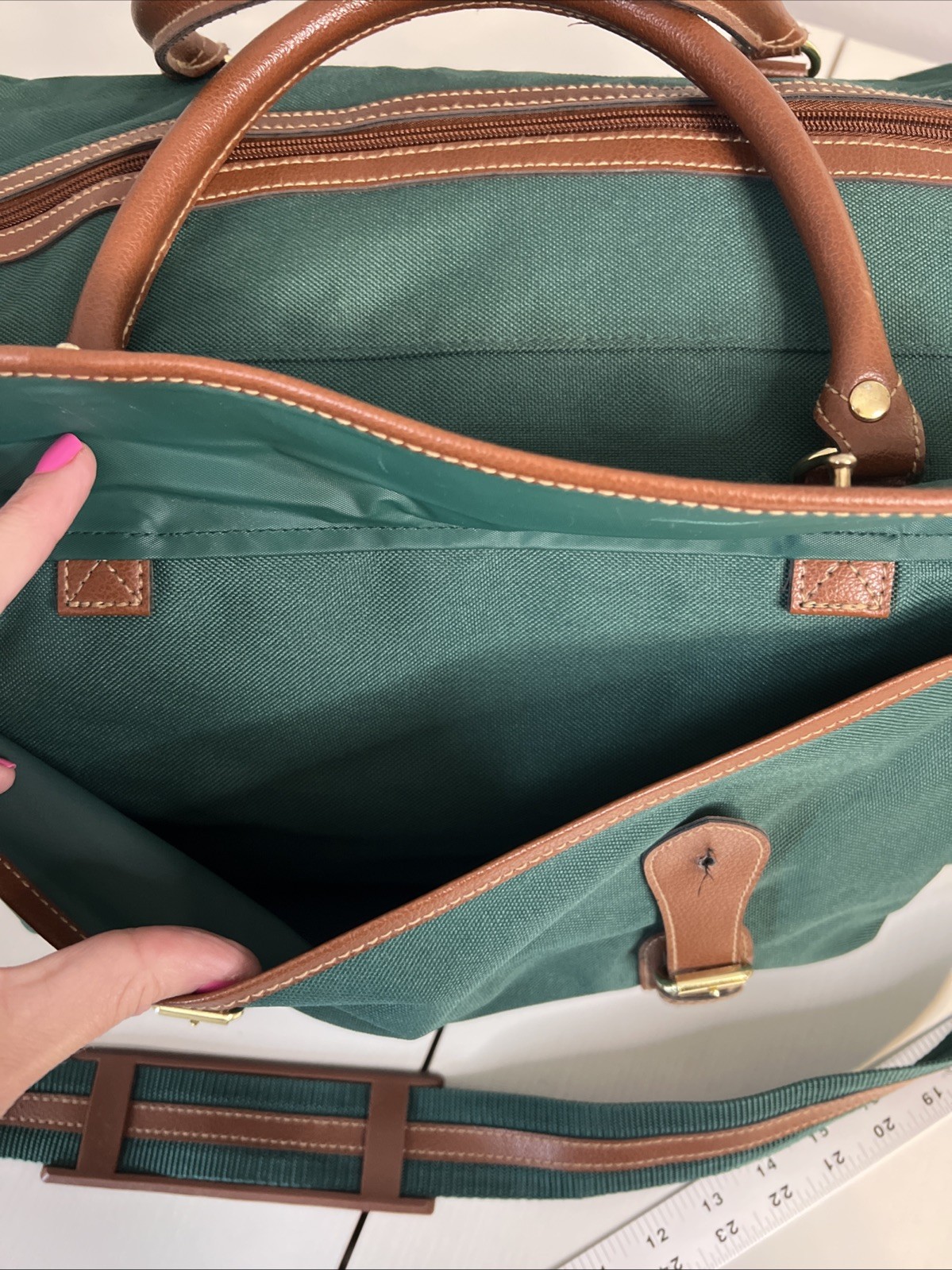 Vintage Ralph Lauren Weekender Duffle Bag 80’s-90’s Green Canvas Travel Tote