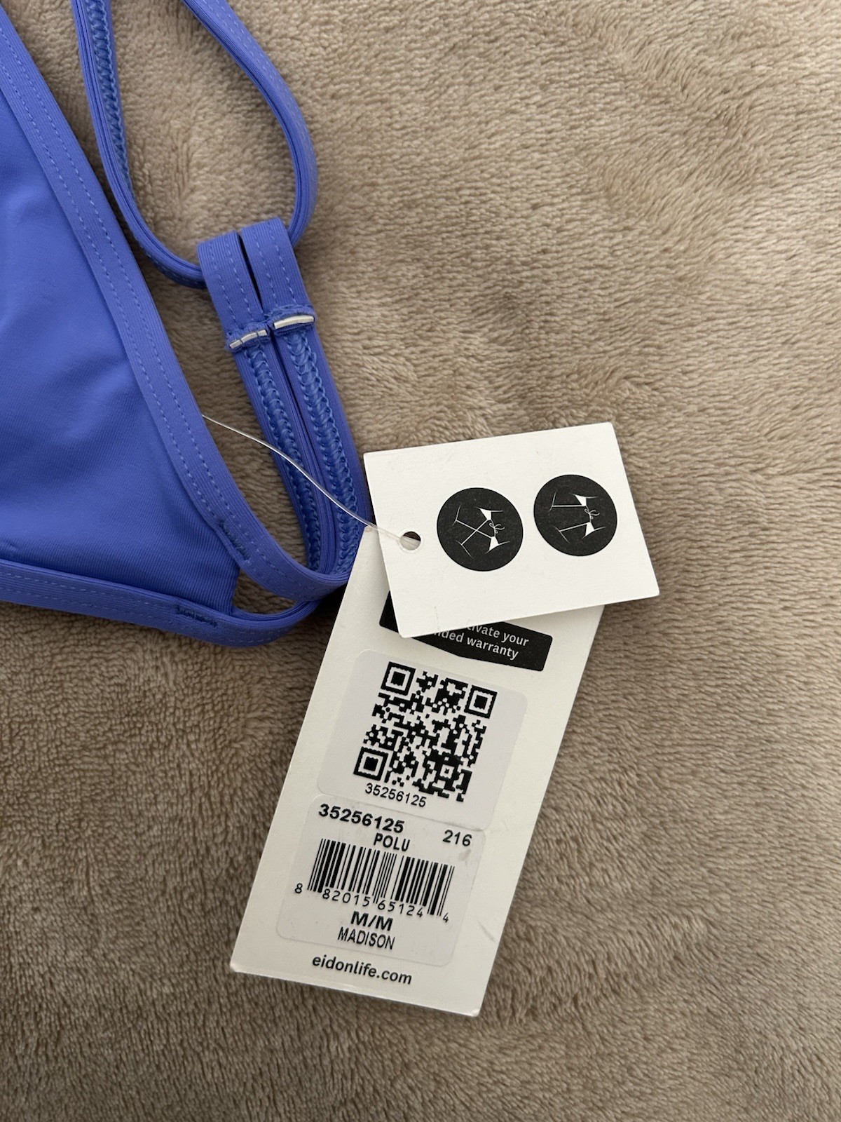 Eidon Periwinkle Bikini Top Medium Triangle Tie String Swim NWT