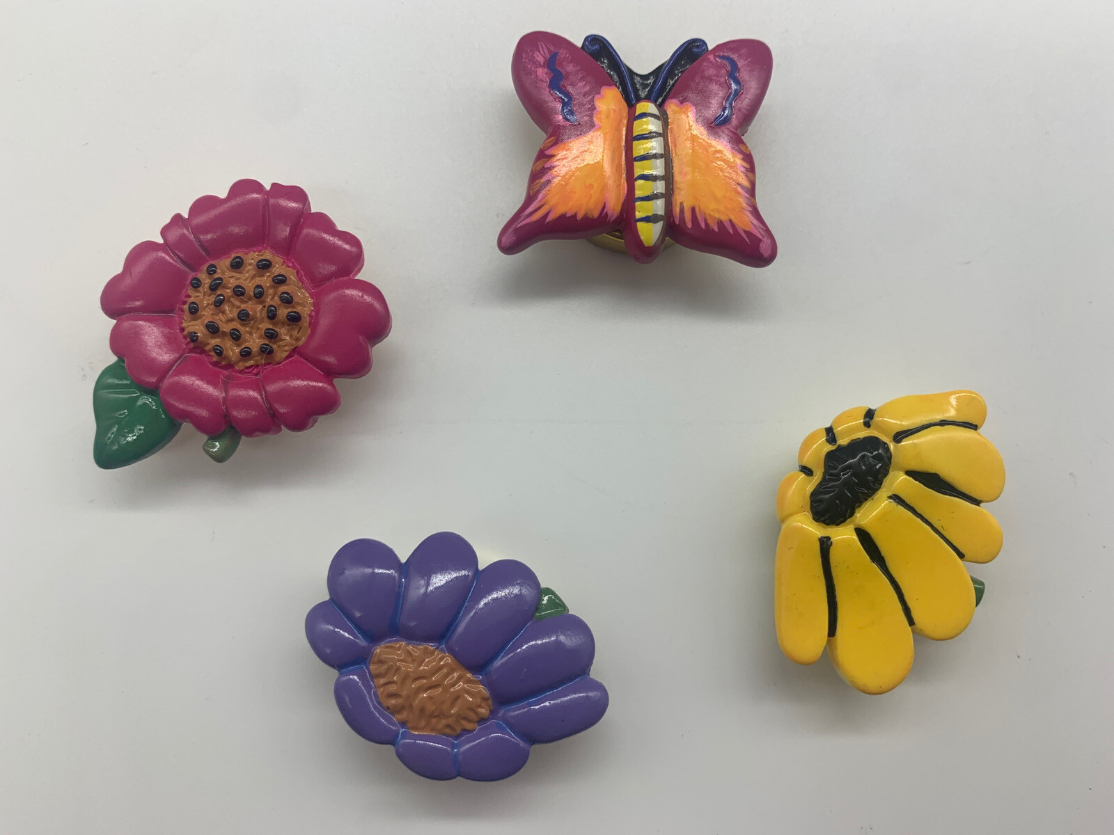Flowers & Butterfly Button Covers Set of 4 (t)