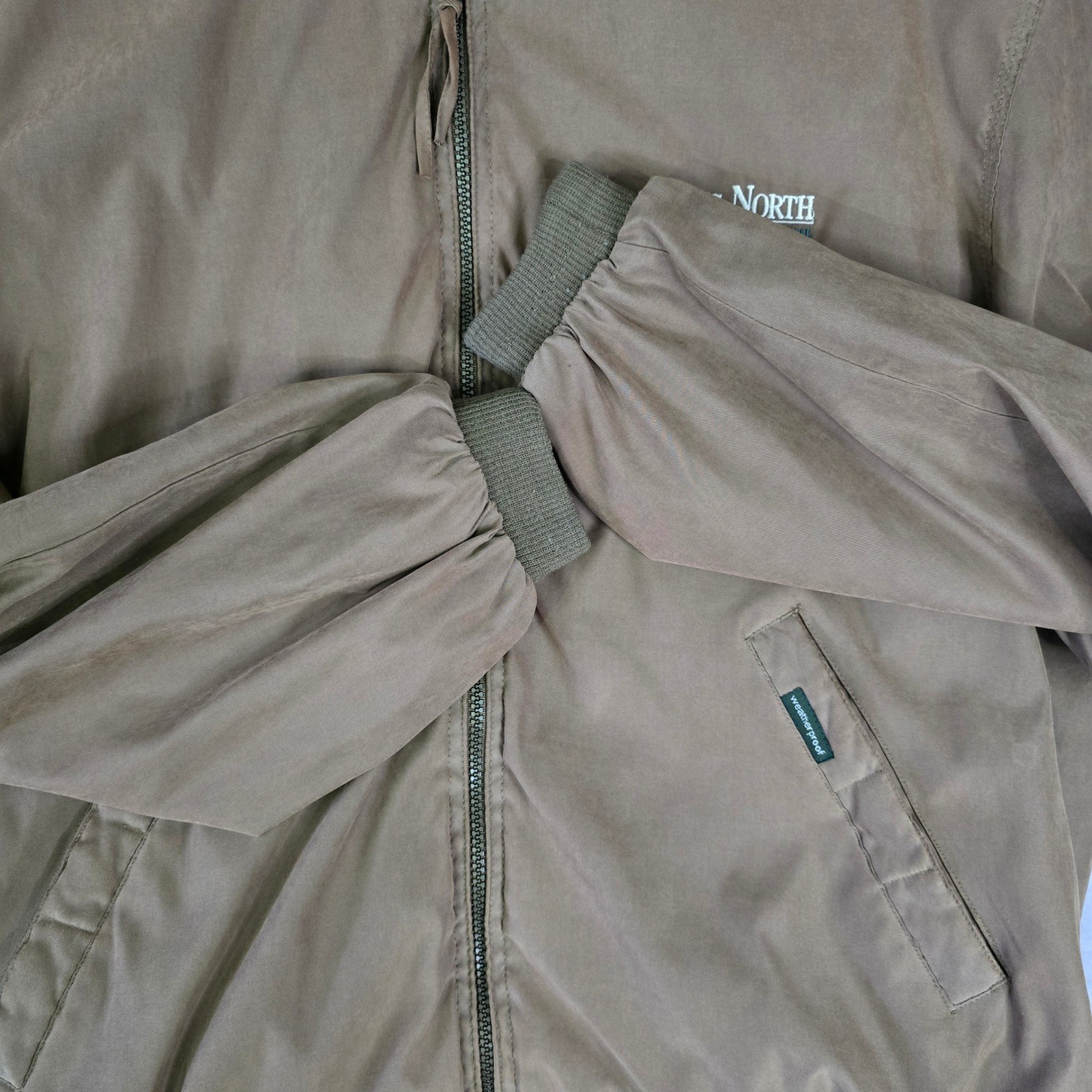 Weatherproof Men’s Bomber Jacket XL Brown “King’s North” Embroidered Full Zip