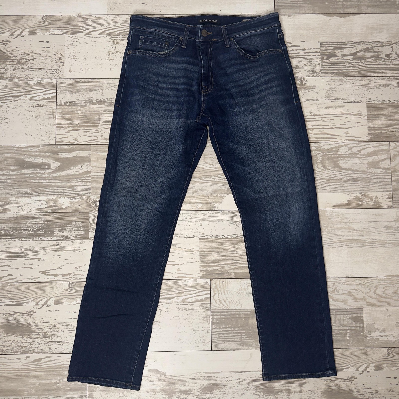 Mavi Jeans Mens 34×32 Dark Wash Blue Zach Straight Leg Regular Fit Denim Stretch