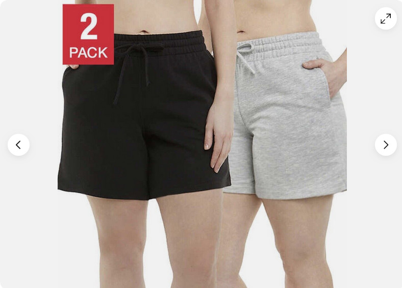 Danskin Ladies’ Soft Active Short 2-pack, (Black/Light Gray Heather, Small) NWT