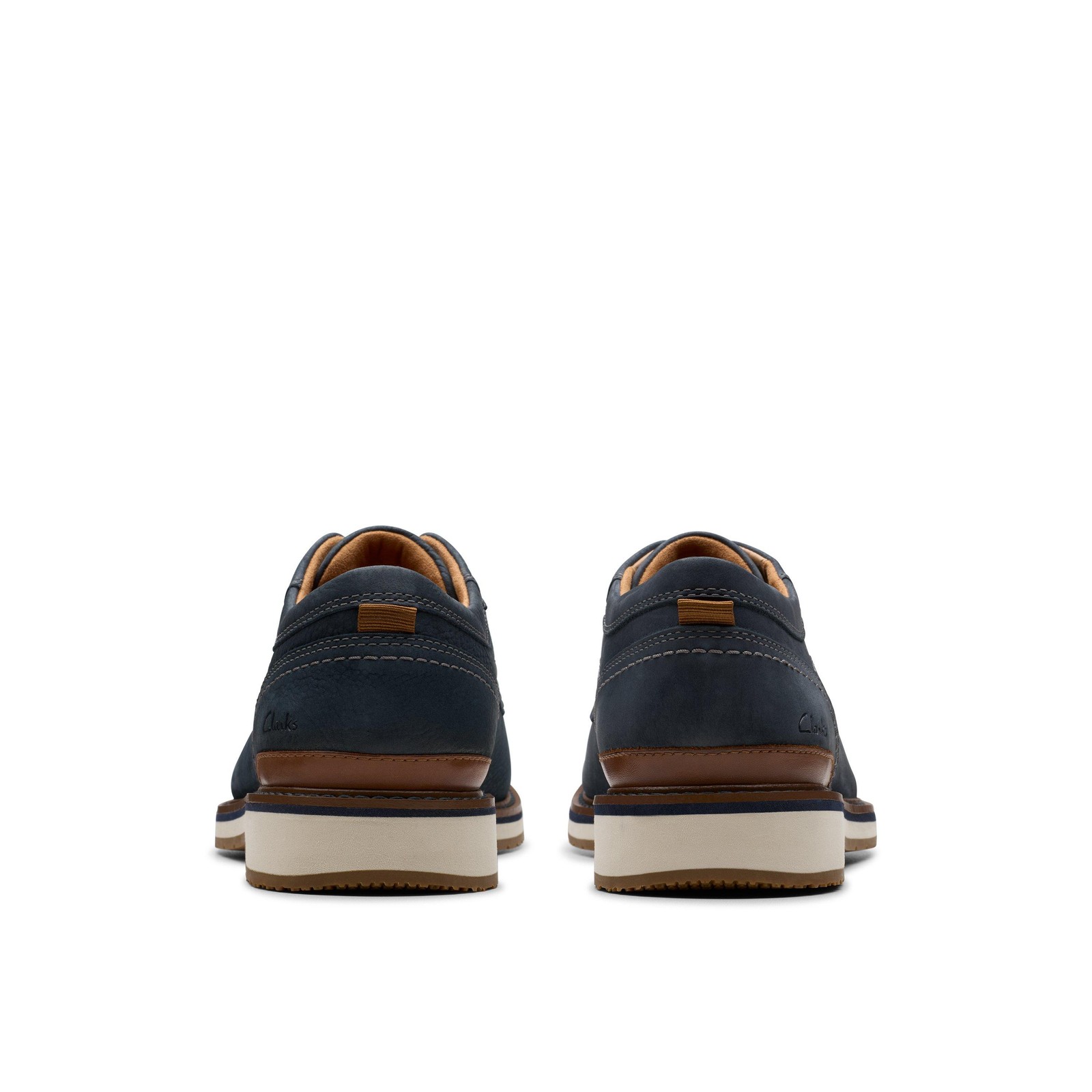 Clarks Mens Monahan Plain Blue Leather Casual Shoes