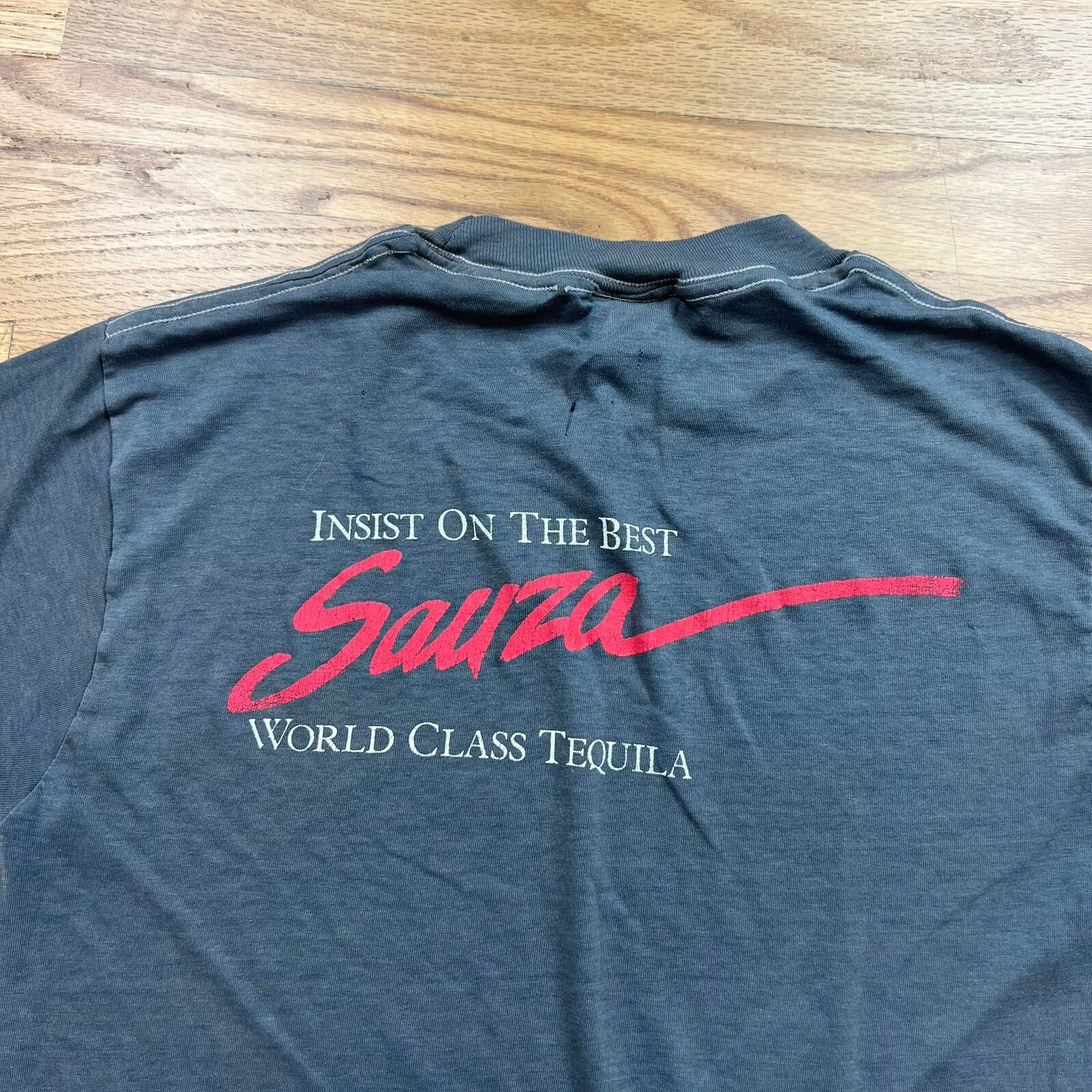 Vintage Sauza Tequila 1980s Promo T Shirt Single Stitch Sz L Graphic Print Faded