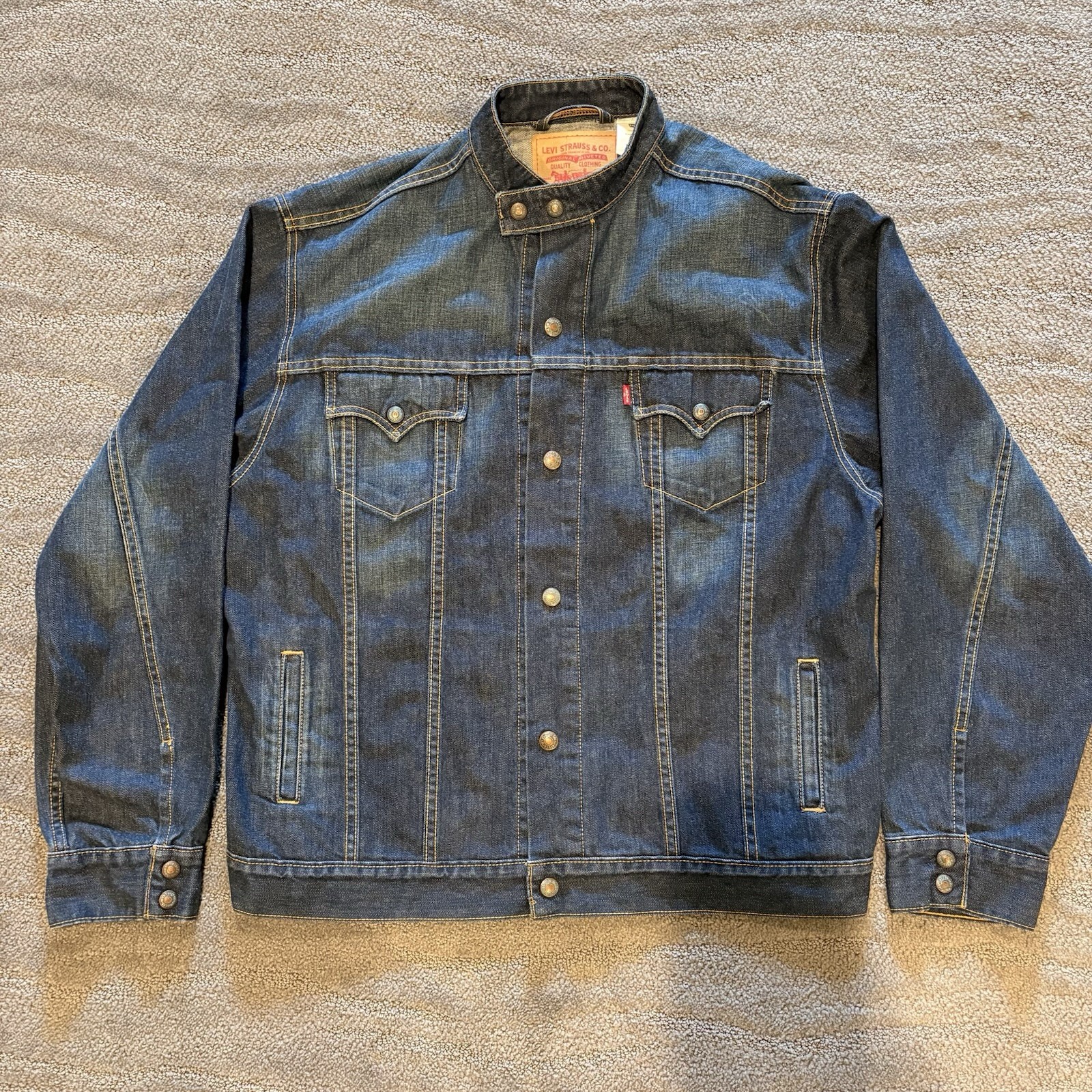 Vintage Levis Easy Rider Trucker Jean Jacket Mens XL 70550-0496 Dark Wash Denim