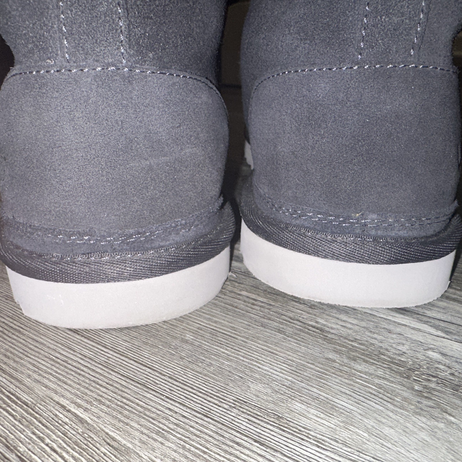 UGG AUSTRALIA Harkley True Navy Suede Leather Real Fur Lace Up Mens Boots SZ 12