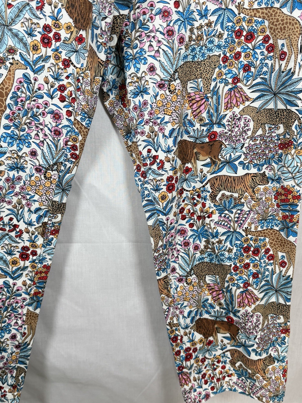 Talbots Relaxed Chino Pants Womens 14P Safari Animal Floral Print Cotton Crop